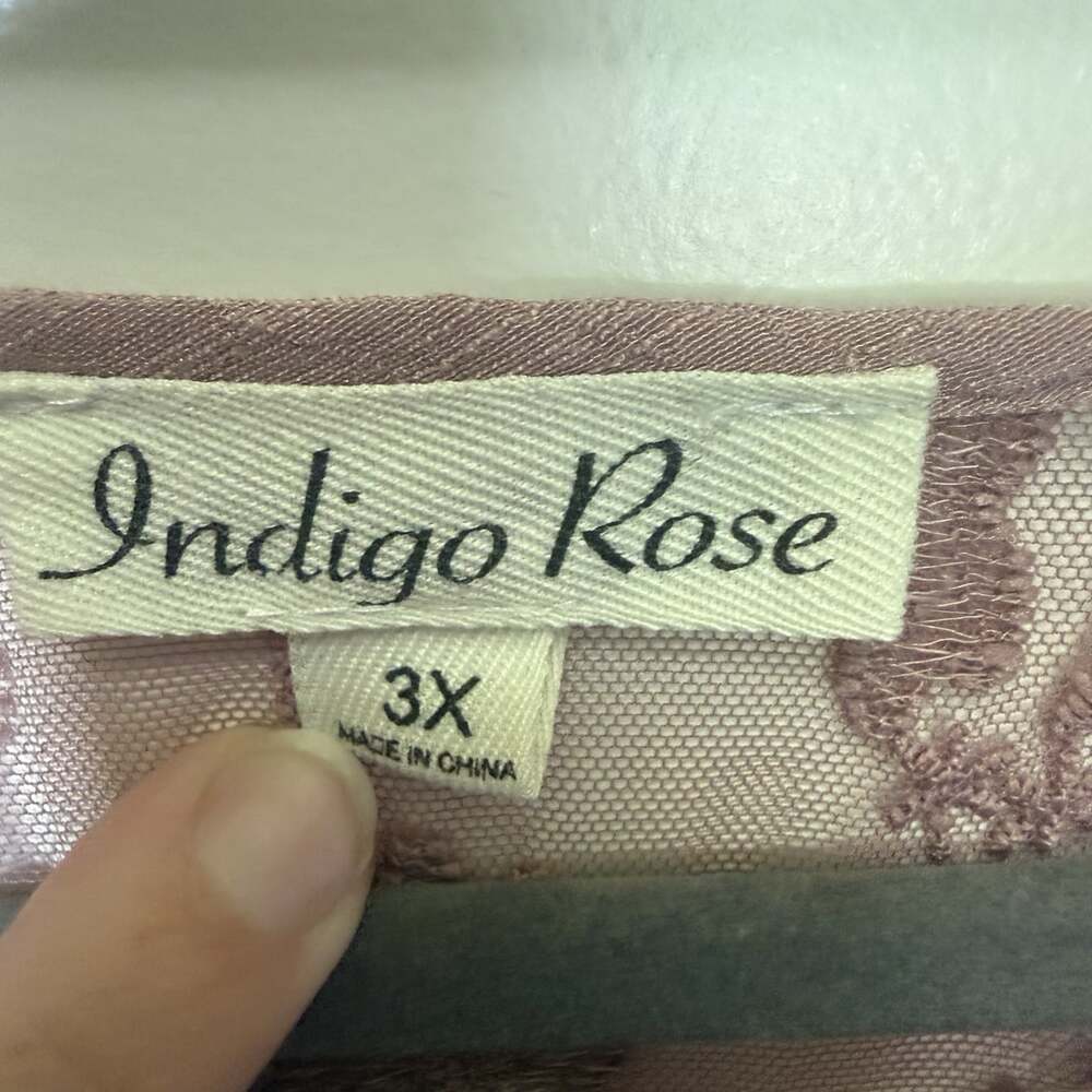 Indigo Rose Women’s Boho Sheer Lace Mauve Flowy Top 2X - Picture 3 of 8